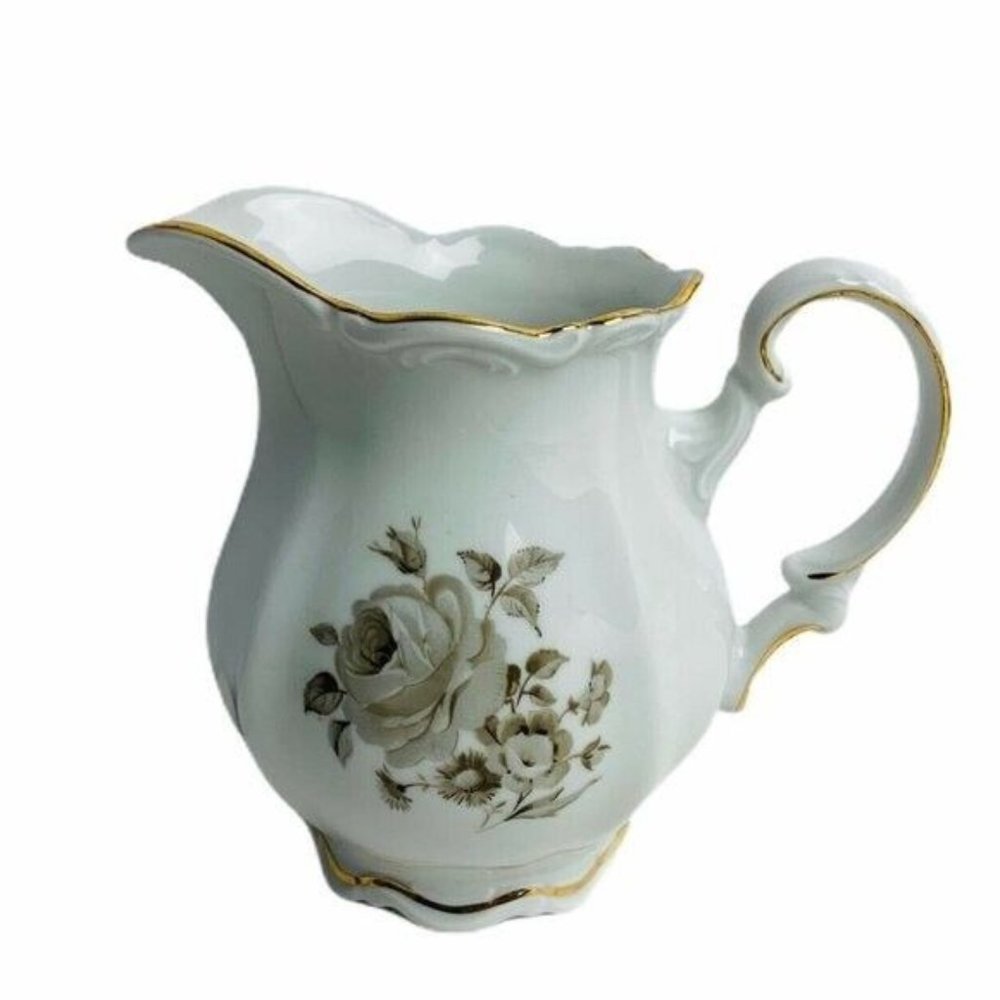 Mitterteich Creamer Gray Rose Vintage Bavaria Germany Grey Flowers Antique